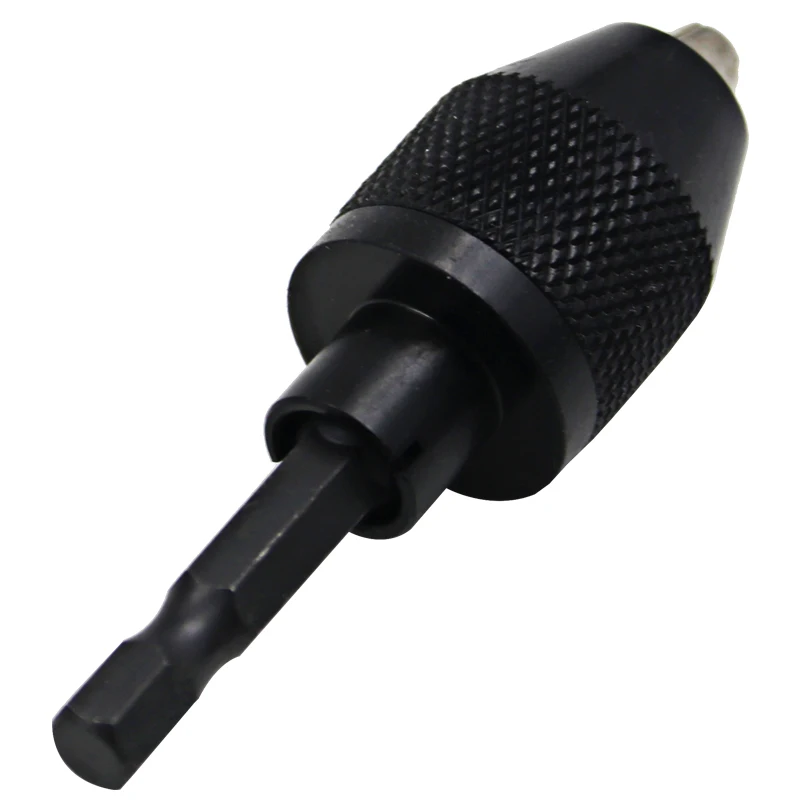 Keyless Mandrino Driver 0.3-6.5 millimetri Drill Keyless Mandrino Cacciavite Cacciaviti a Percussione Adattatore 1/4 "Gambo Trapano Nero