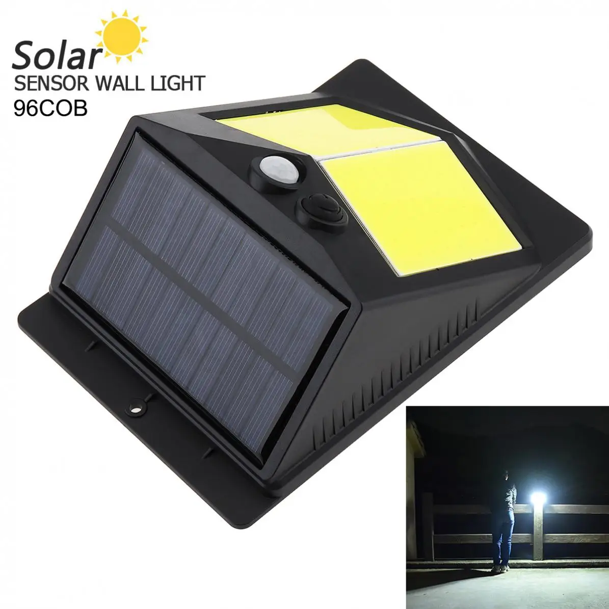 

96 COB 400LM Light-controlled Human Body Sensing Wall Light LED Solar Motion Sensor Light for Courtyard / Outdoor / Illuminating