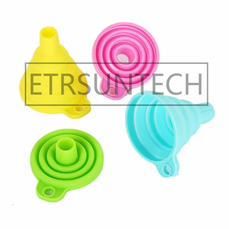 300pcs New Mini Silicone Collapsible Funnel Be Hung Household Transferring of Liquid Foldable Kitchen Practical Tools