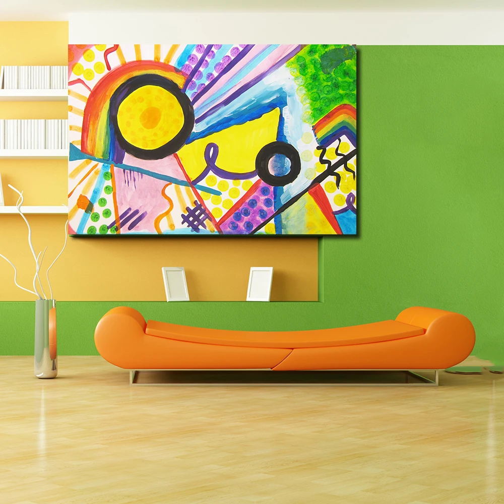 Oil Painting Canvas Home Decor Art Inspired By Kandinsky Wall Pictures For Living Room Modern No Frame Picture