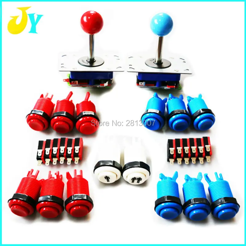 2 Player Arcade Control Kit - 2 Ball Top Zippy Long shaft Joysticks, 14 HAPP Push Buttons Arcade parts Bundles kit MAME JAMMA