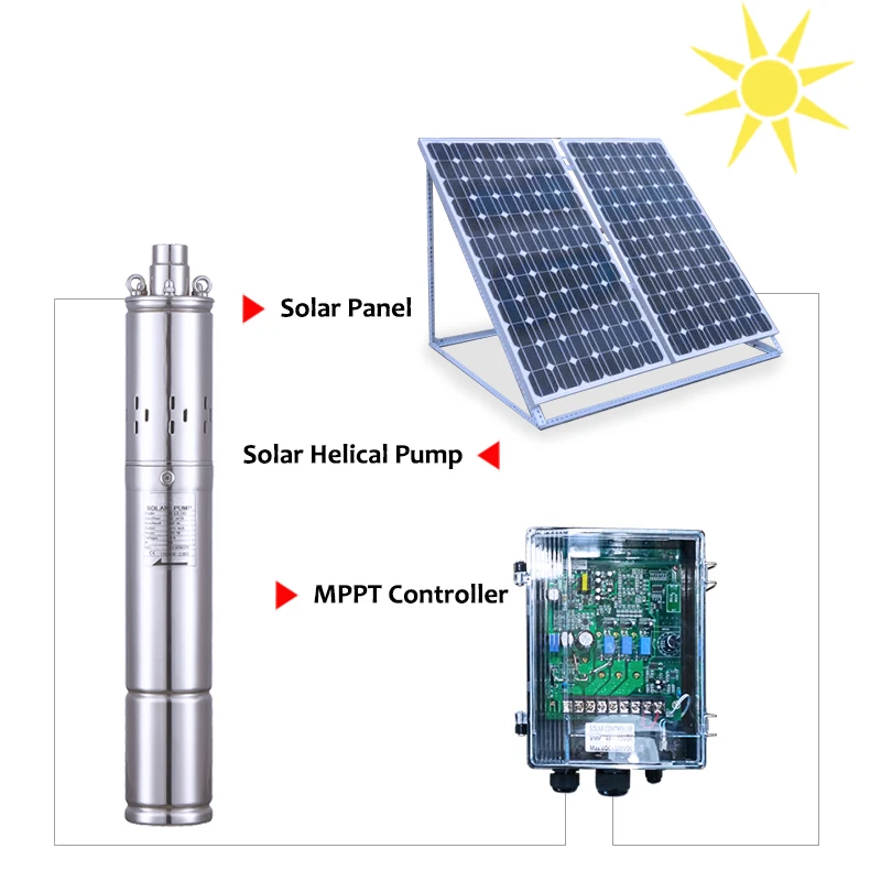 

80m MPPT solar water pump inverter solar powered pump brushless dc 4 inch solar pump for dc 48v solar water pond pump