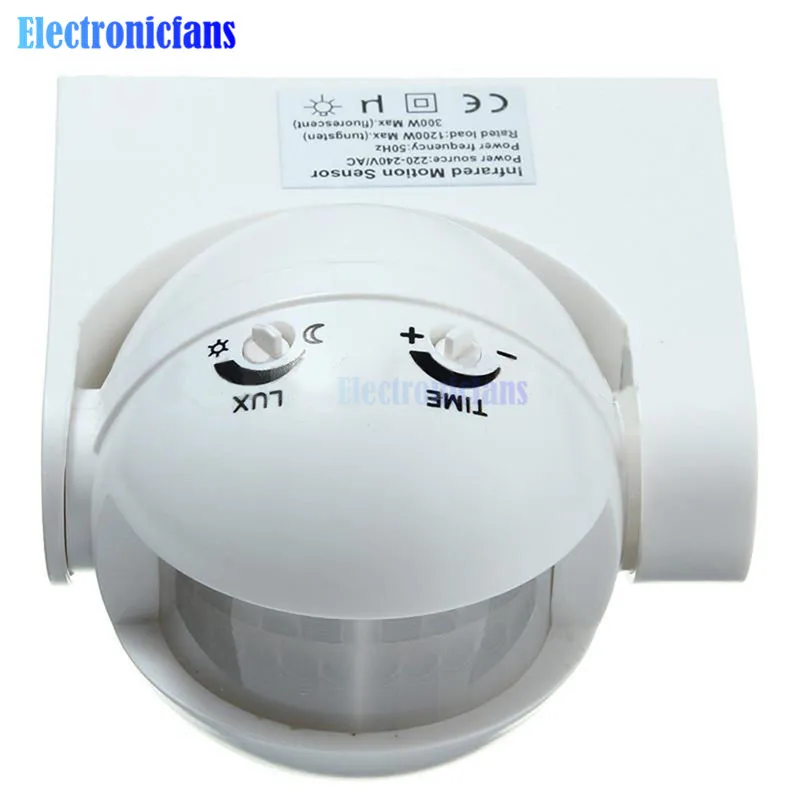 PIR Infrared Motion Sensor Detector Movement Switch Max 12m 50Hz 3-2000LUX 220-240V AC 50Hz 180 Degree Outdoor IP44 Security