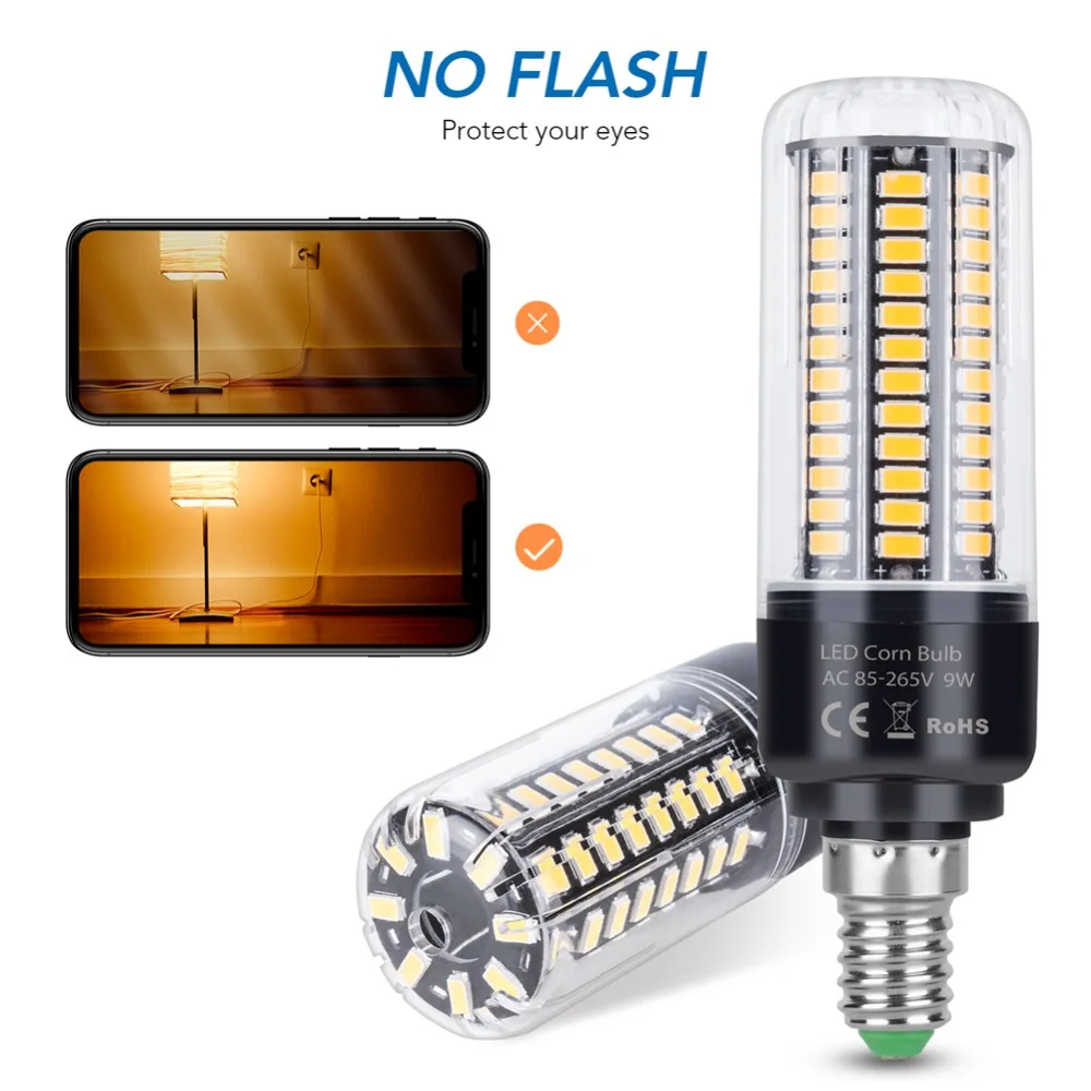 E14 Bóng Đèn LED Ngô Đèn E27 220V LED Ngô Bóng Đèn 110V Lampada Led Bombillas 5736 Ampoule AC85 ~ 265V 3.5W 5W 7W 9W 12W 15W 20W