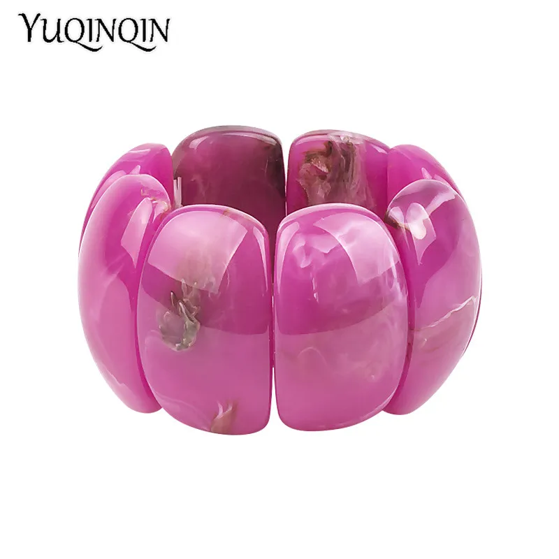 Classic Resin Cuff Fashion Big Bracelets Bangles for Women Stretch Acrylic Wide Geometric Bracelets Female Charm Simple Jewelry - view 6