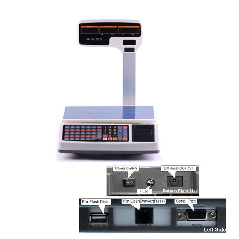 weighing scale support thermal receipt printing with RJ11 port quality cash drawer together special for pos cash register system