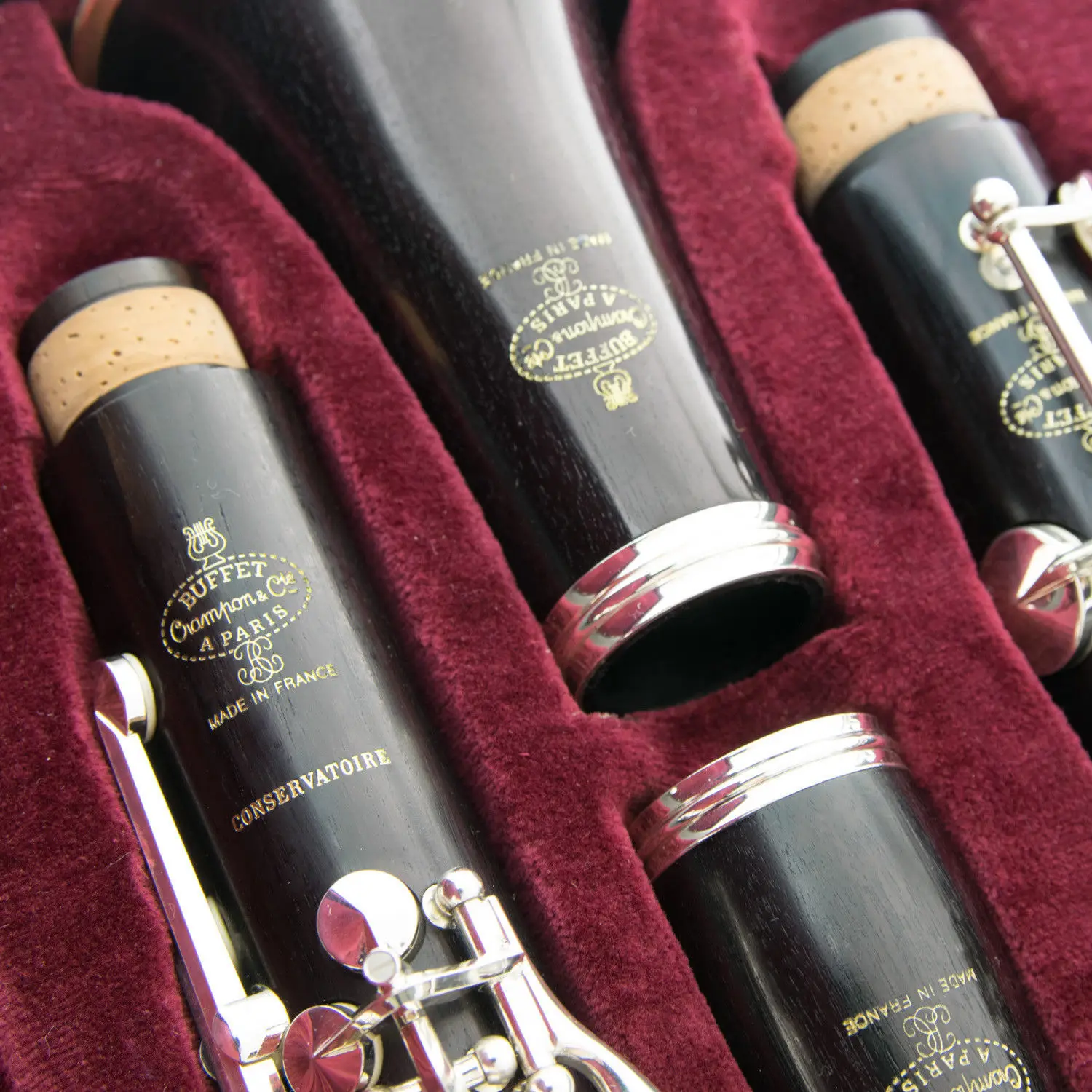 Free Shipping Ebony Blackwood Clarinet CONSERVATOIRE Professional Bb Clarinets Bakelite 17 Keys Musical Instruments Mouthpiece