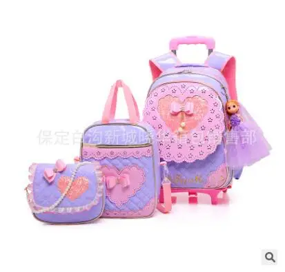 School Trolley Bag wheels Children luggage Rolling Bags wheeled  Backpacks bag for Girls Travel Trolley backpack bags for kids