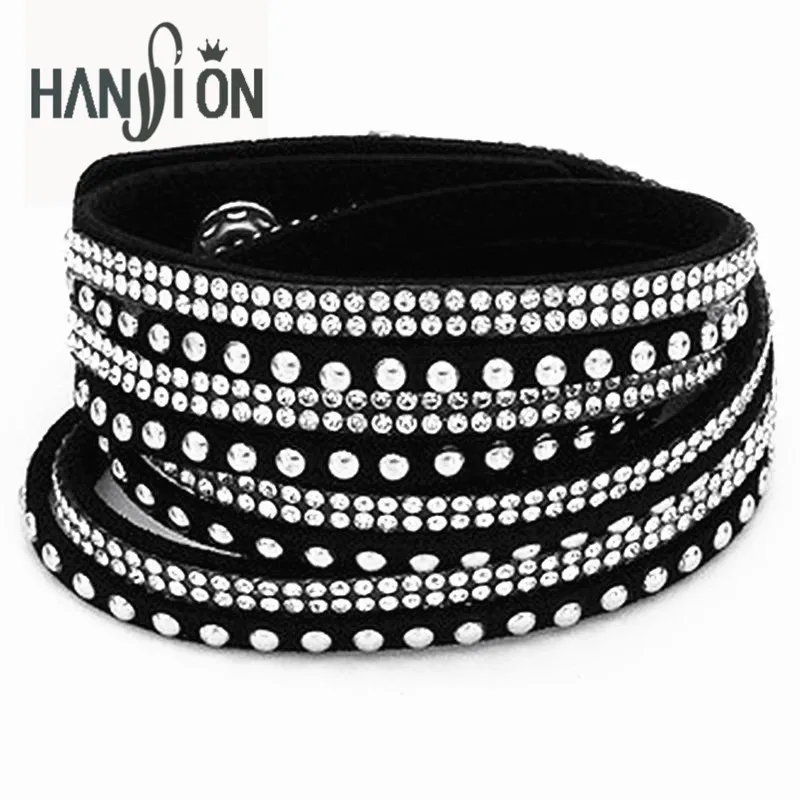 Spring Bracelet Rhinestone Bling Wrapped Bracelets Double Wrap Bracelet Leather Wrap Bracelet Wristband Crystal Charms Chokers