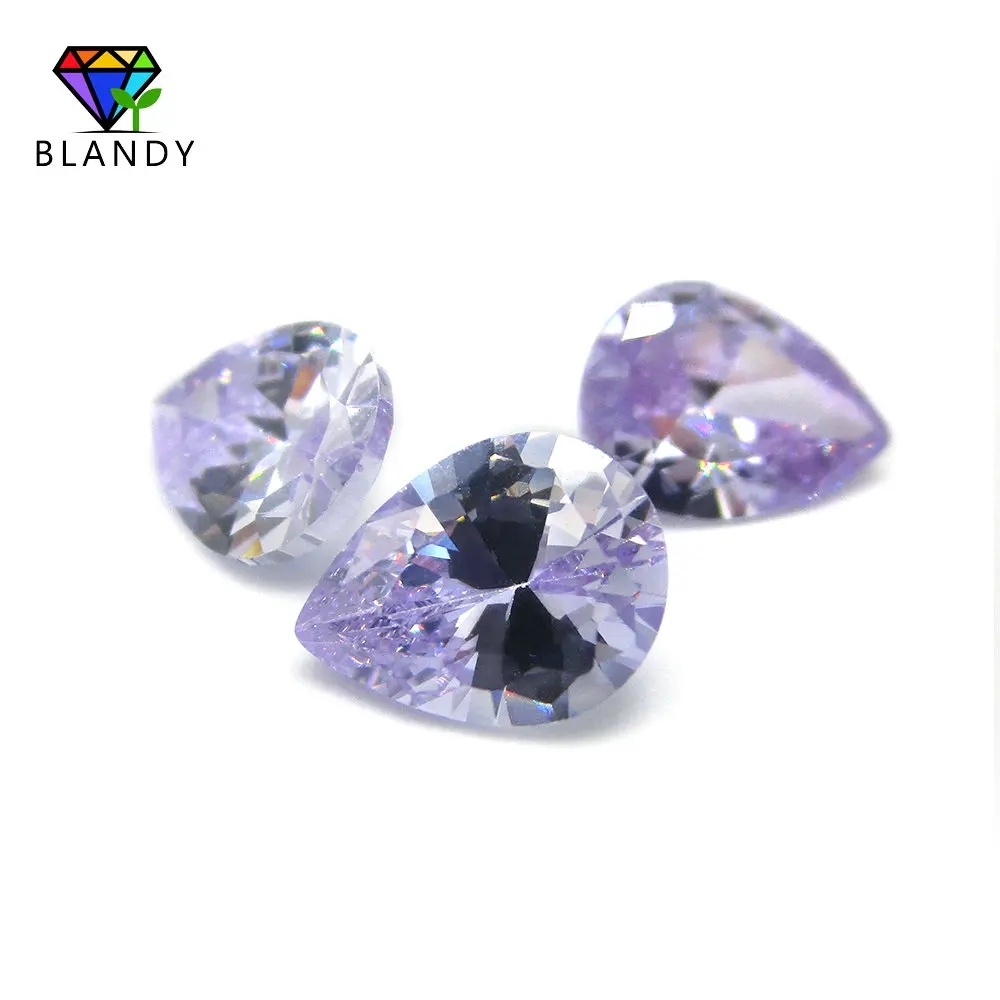 Wholesale Pirce 2x3~13x18mm AAAAA Pear Cut CZ Zircon Gems Lavender Loose Synthetic Cubic Zirconia Stone For Jewelry