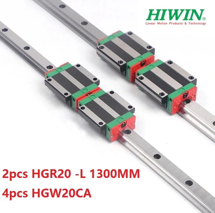 2pcs Taiwan Hiwin linear guide rail HGR20 - 1300MM + 4pcs HGW20CA/HGW20CC linear flanged blocks for cnc