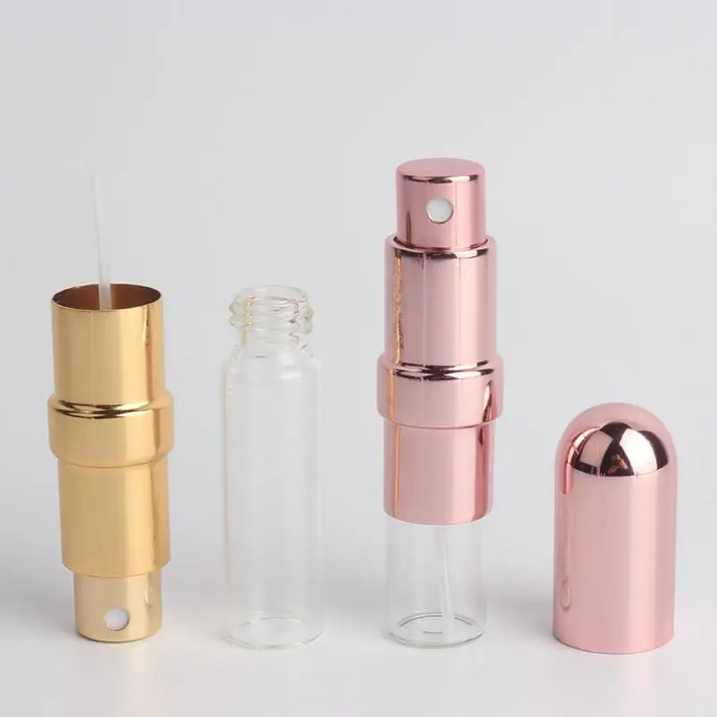 6ML Refillable Aluminum Spray Perfume Bottle Empty Glass Fragrance Bottle Metal Perfume Atomizer LX1327