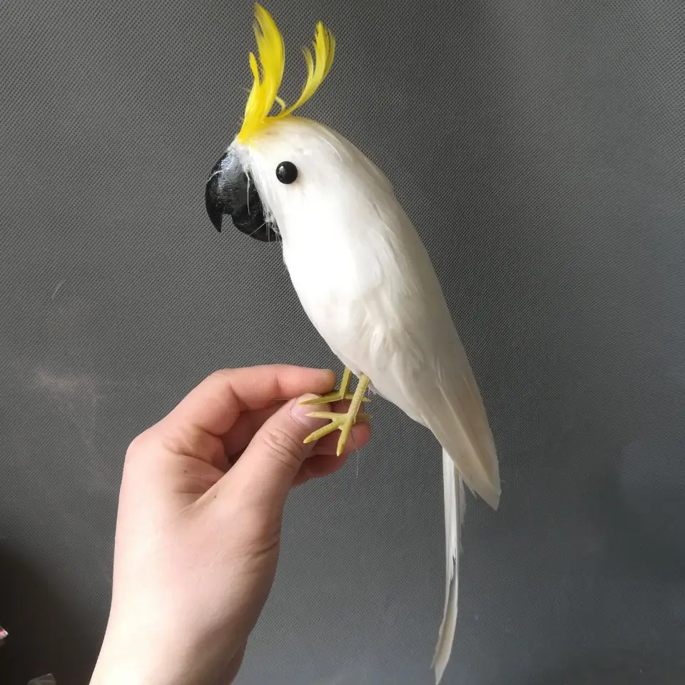 large 30cm white feathers parrot Sulphur-crested Cockatoo model handicraft,home garden decoration gift a2540