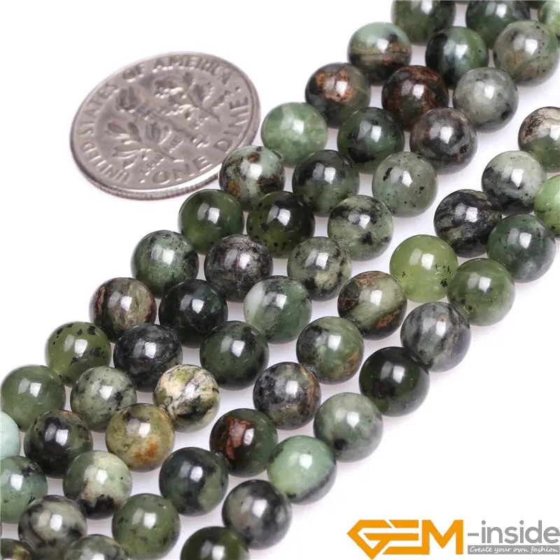 4mm 6mm 8mm Round Natural Green Dendritic Green Jades Beads DIY Loose Beads For Jewelry Making Strand 15 Inch Wholesale