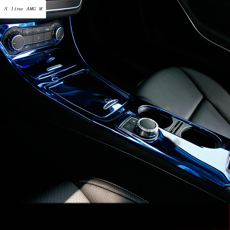 Car styling Central Storage box frame trim Car Air Conditioning Water Cup panel trim Cover for Mercedes Benz CLA C117 GLA X156