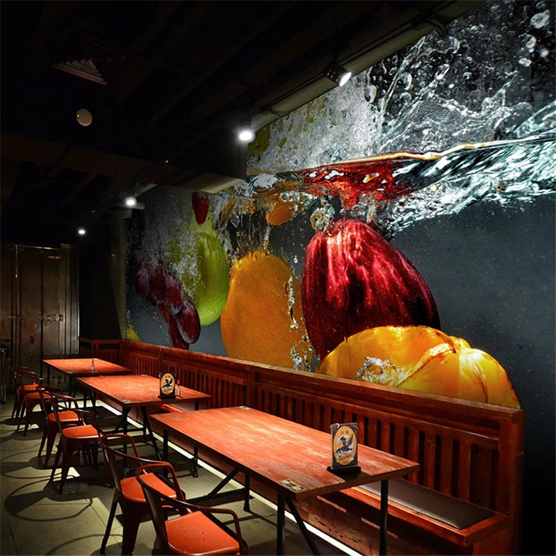 beibehang 3d wallpaper Restaurant tea shop cafe bar Leisure wallpaper background wallpaper mural custom fruit 3D wallpaper