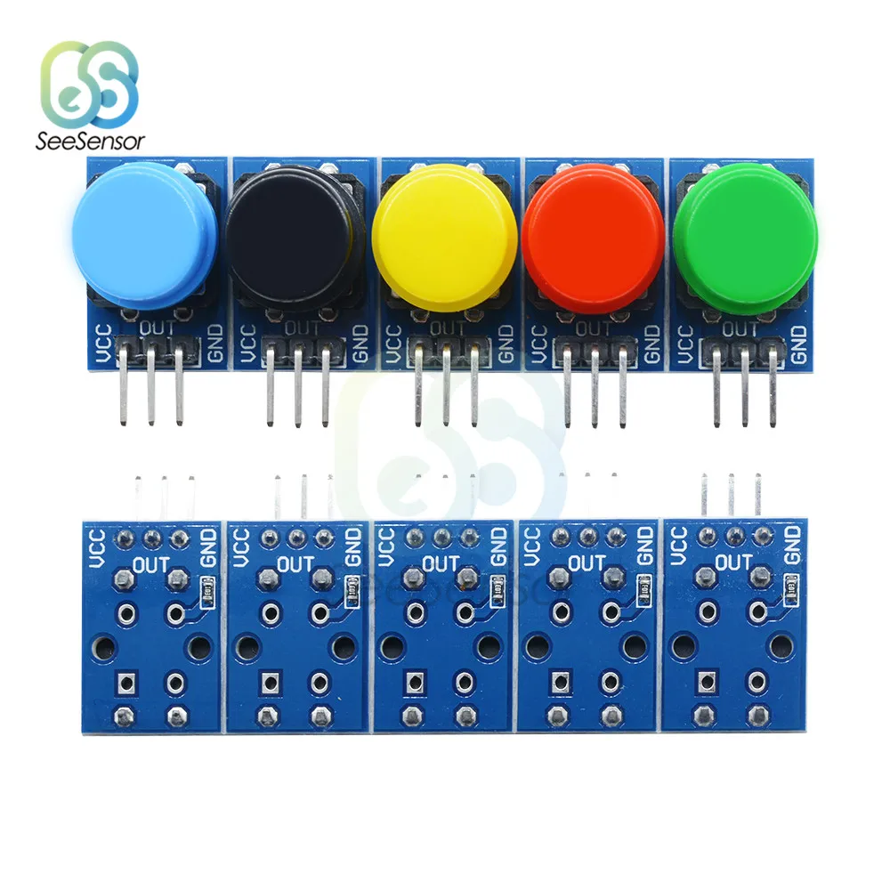 5pcs 12X12MM Big Key Module Big Button Module Light Touch Switch Module with Hat High Level Output for Arduino