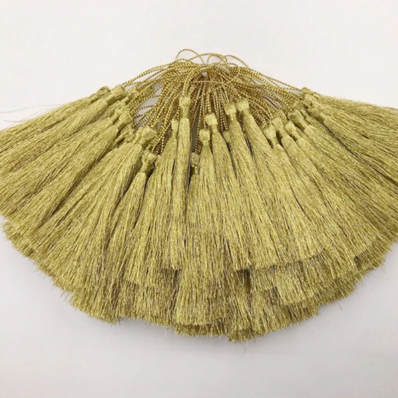 50PCS Gold Silk Silver Silk Tassels Pendant Jewelry Curtain Garments Decorative Accessories Key Bag Pendant Craft Tassels DIY
