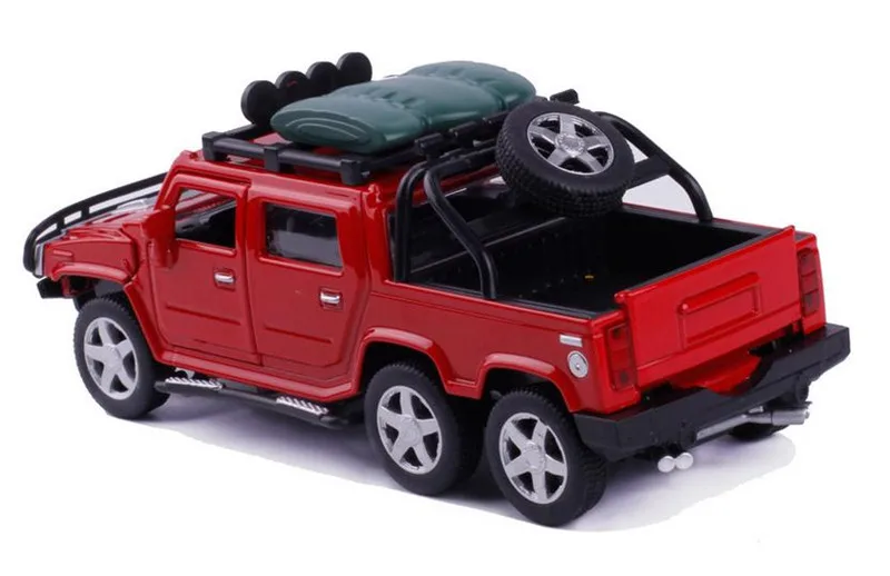 1:32รถรุ่นอัลลอย,จำลองสูง6-wheel Hummerรุ่นของเล่นยานพาหนะโลหะd iecasts,ดึงกลับและกระพริบและดนตรี,จัดส่งฟรี