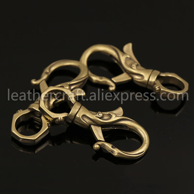 2pcs Solid Brass Flower Swivel Trigger Snap Hook Spring Gate Clasps Clips Leather Belt Pet Leash Bag Strap Webbing Keychain Hook