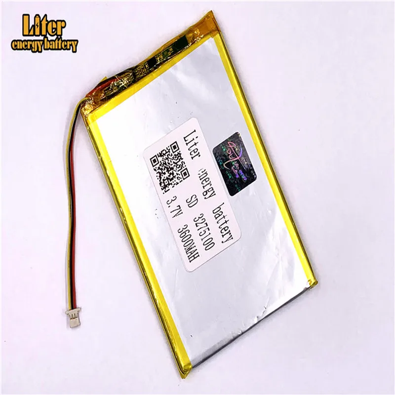 

1.0mm 3wire connector 3275100 3600mah 3.7V Rechargeable lipo battery li ion polymer lithium battery tablet pc 7 inch MP4 MP5