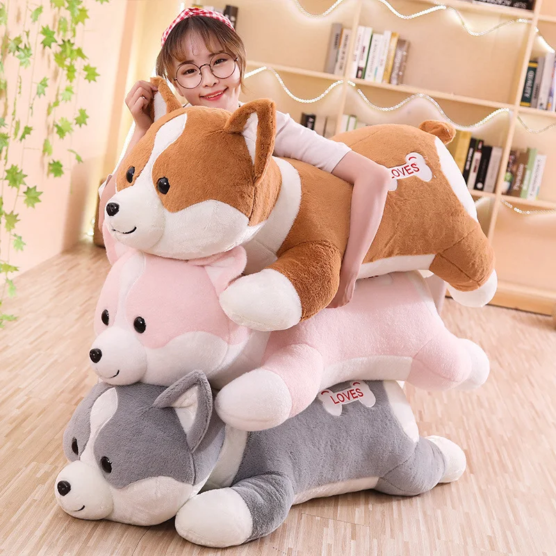 New60-100cm Cute Corgi Dog Plush Toy Lovely Christmas Gift for Kids Stuffed Soft Animal Cartoon Pillow  Kawaii Valentine Present