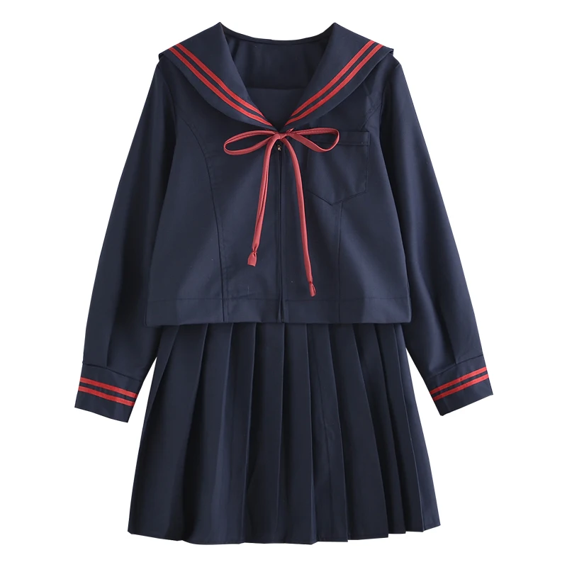 Costume de marin de la marine japonaise à manches longues, uniforme de service de classe chargé pour étudiants, uniforme jk, costume jupe plissée