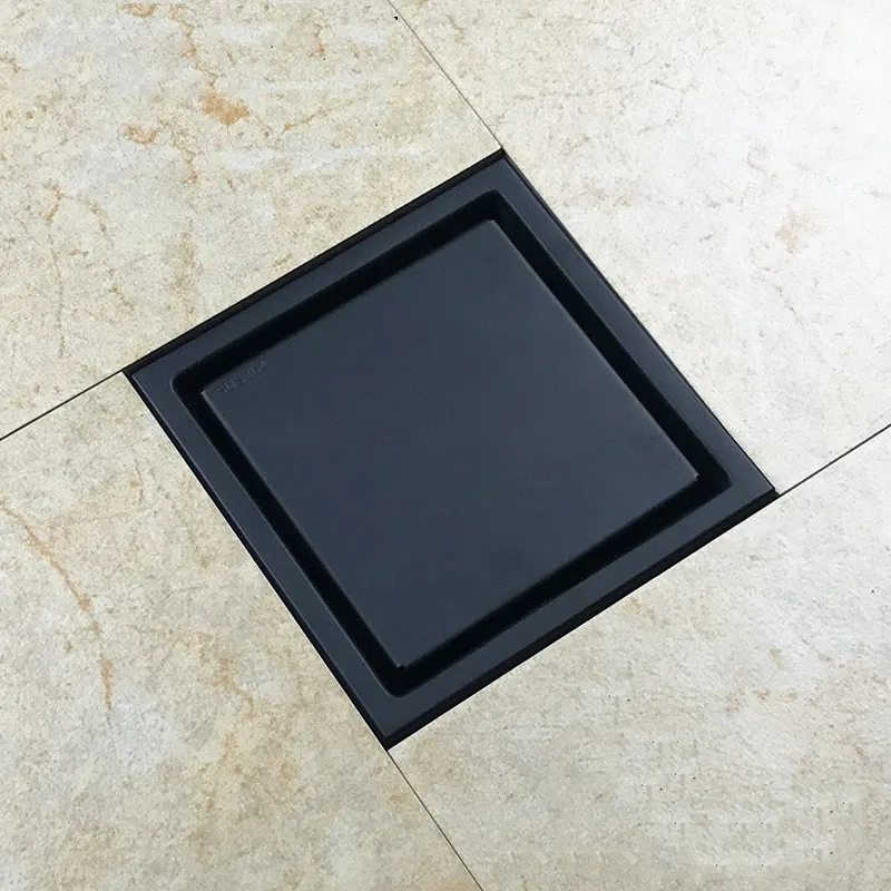 Black Odor-resistant 150*150mm Floor Drain Cover square SUS304 Stainless Steel Shower Floor Grate Drain Invisible Floor Drainer