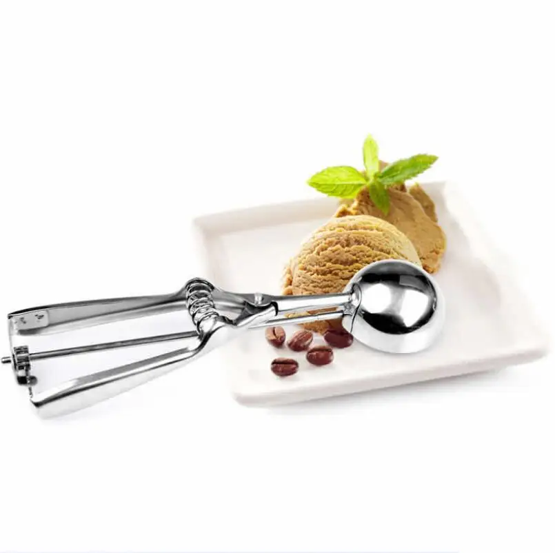 

4CM 5CM 6CM Kitchen Tool Watermelon Ice Cream Spoon Mash Potato Scoop Stainless Steel Spoon Spring Handle LX7214