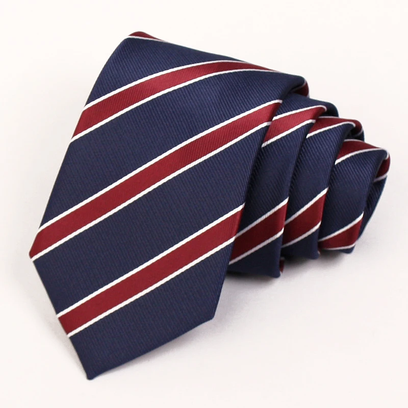 

Top Quality Fashion Ties for Men Navy Blue Stripes Necktie Classic Gentleman Wedding Party Tie 7 cm Width Neck Tie with Gift