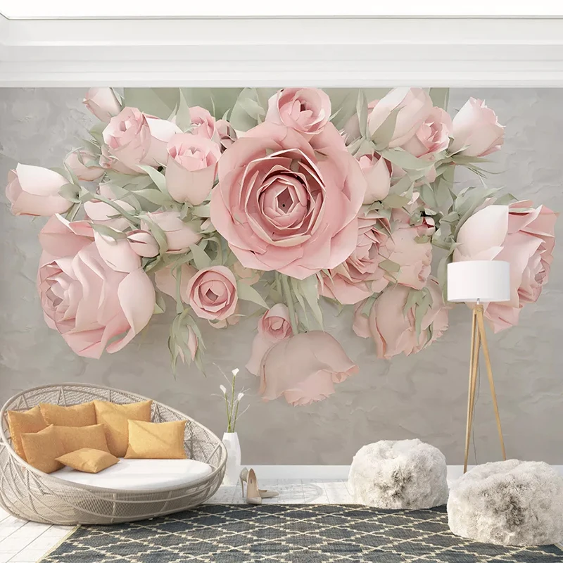 

Custom 3D Photo Wallpaper For Bedroom Walls 3D Embossed Non-woven Flower Floral Mural Living Room Sofa TV Background Decoration