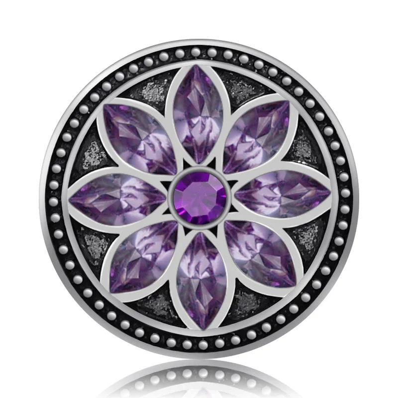 KZ3430 New Beauty Round Rhinestone Flowers Crystal 18mm snap buttons fit 18mm snap necklace jewelry wholesale Gift