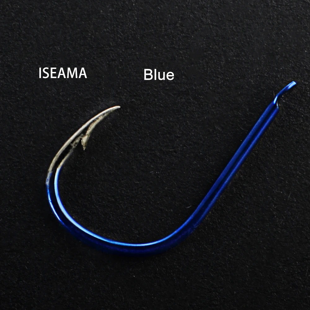NGB 30-50pcs High Carbon Steel ISEAMA Barbed Luminous Fishing Hook 4-13# Black Nickel Red Single Carp Fishing Hook