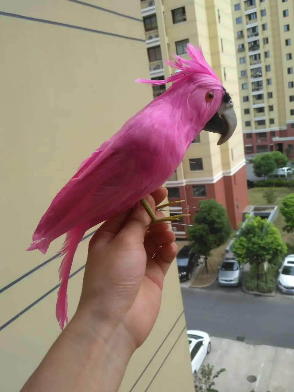 

cute simulation pink parrot toy plastic&furs parrot bird doll gift about 30cm 1273