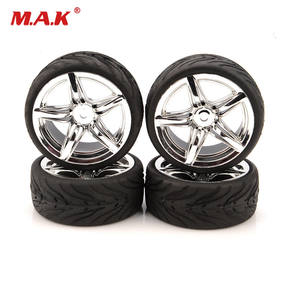 4pcs/set 12mm hex Rubber  Tire and Wheel Rim fit RC 1:10 on Road Racing Car Parts Accessories