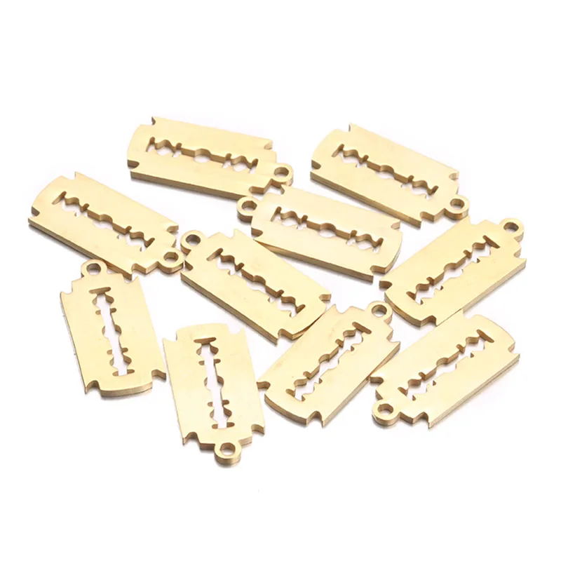 10PCS European Stainless Steel Razor Charms Pendant For Jewelry DIY Making Geometric Charm Pendants  Accessories