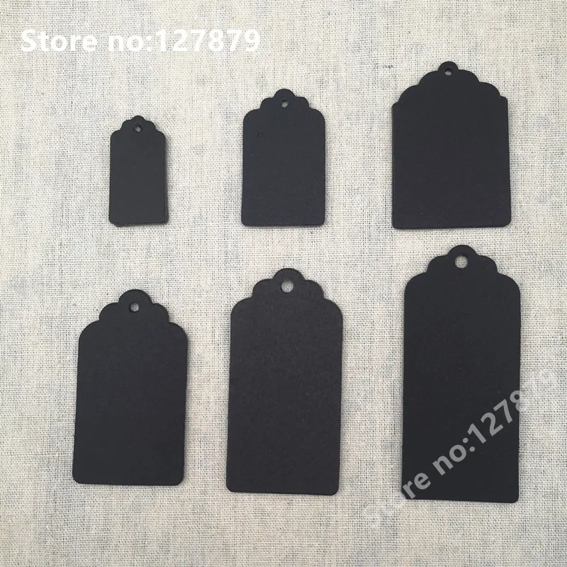 100pcs Black Paper Tags Kraft Paper Tag Head Label Festival Note DIY Blank Price Hang Tag Birthday Wedding Party Cards Gift Tag