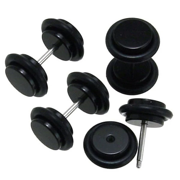 Jet Black Acrylic Fake Plug Earring Cheater Ear Tunnel Stud Jewelry 16g Lot of 100pcs