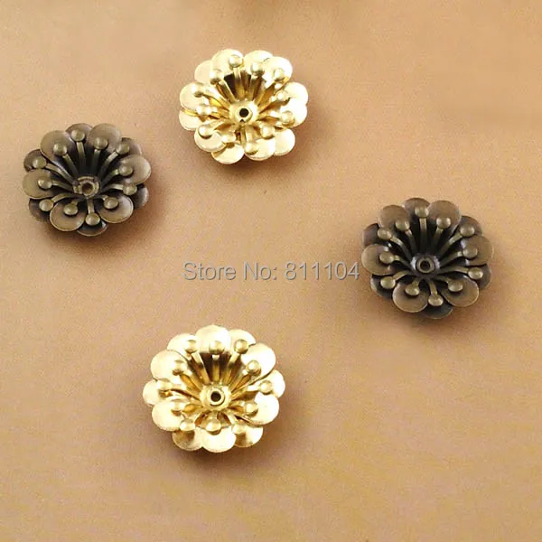 15x5mm Multi-color Plated Brass Metal Blank Filigree Circle 3D Flower Charms Links Spacer Beads Connectors DIY Jewelry Findings