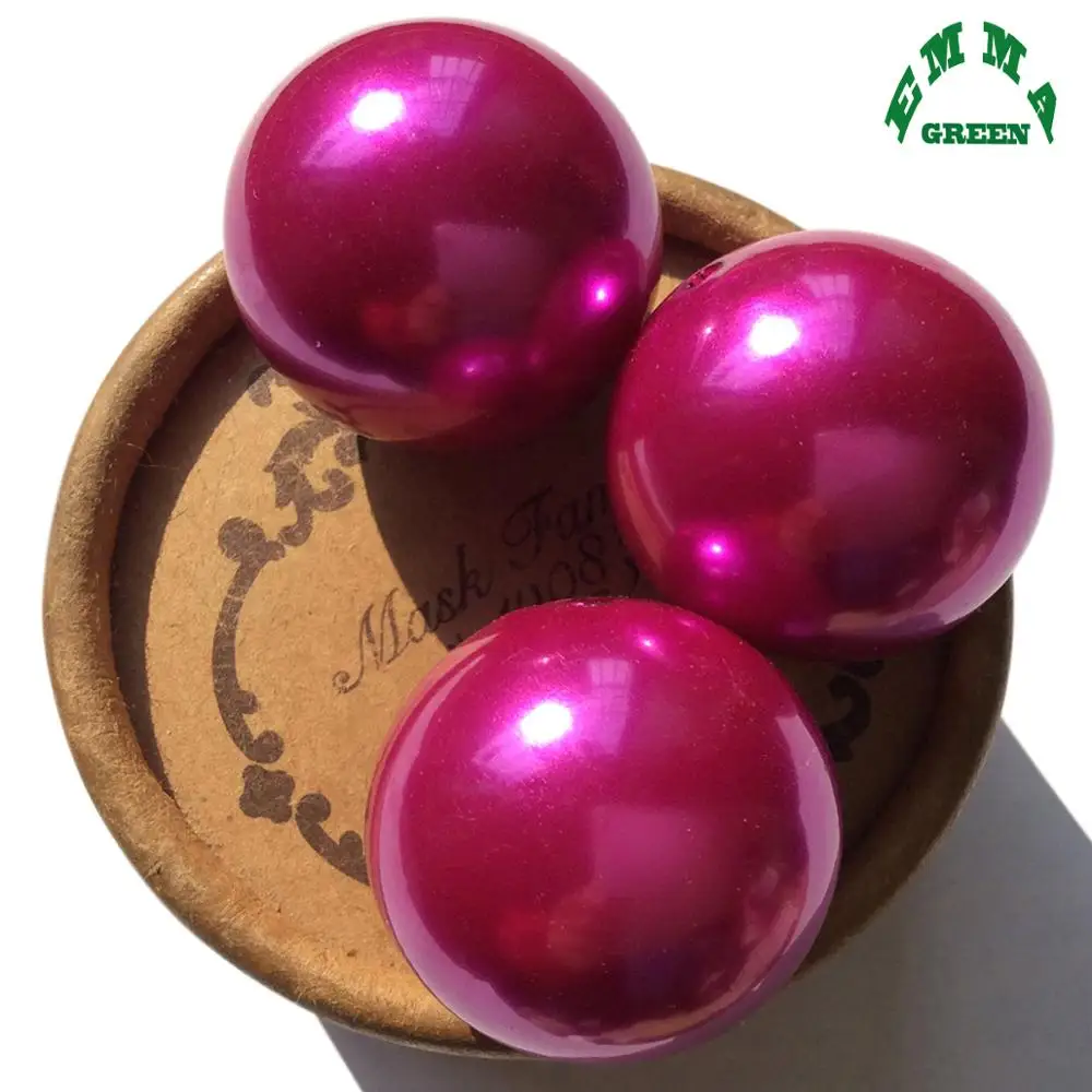 Rose Pink Round Pearl Beads 6mm to 30mm Bubblegum Imitation Loose Acrylic Bead for Chunky Necklace Making A25 Round Pearls