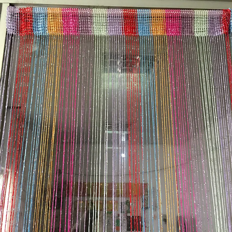 String Curtains Multicolor Shiny Tassel Line Curtains Window Door Divider Drapes Various Sizes Home Cafe Background Decoration