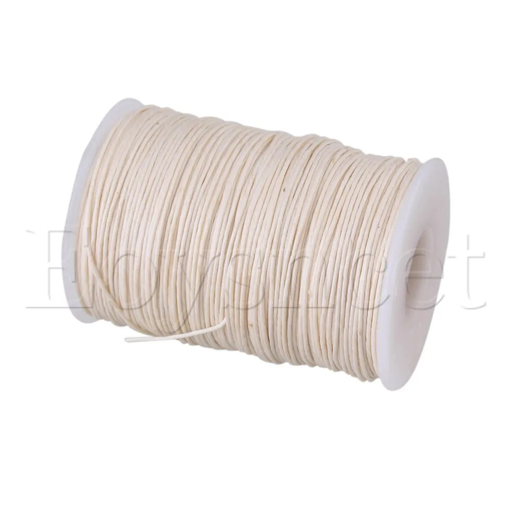 White Round Natural Hemp Waxed Wax String Thread 0.7mm Round Craft