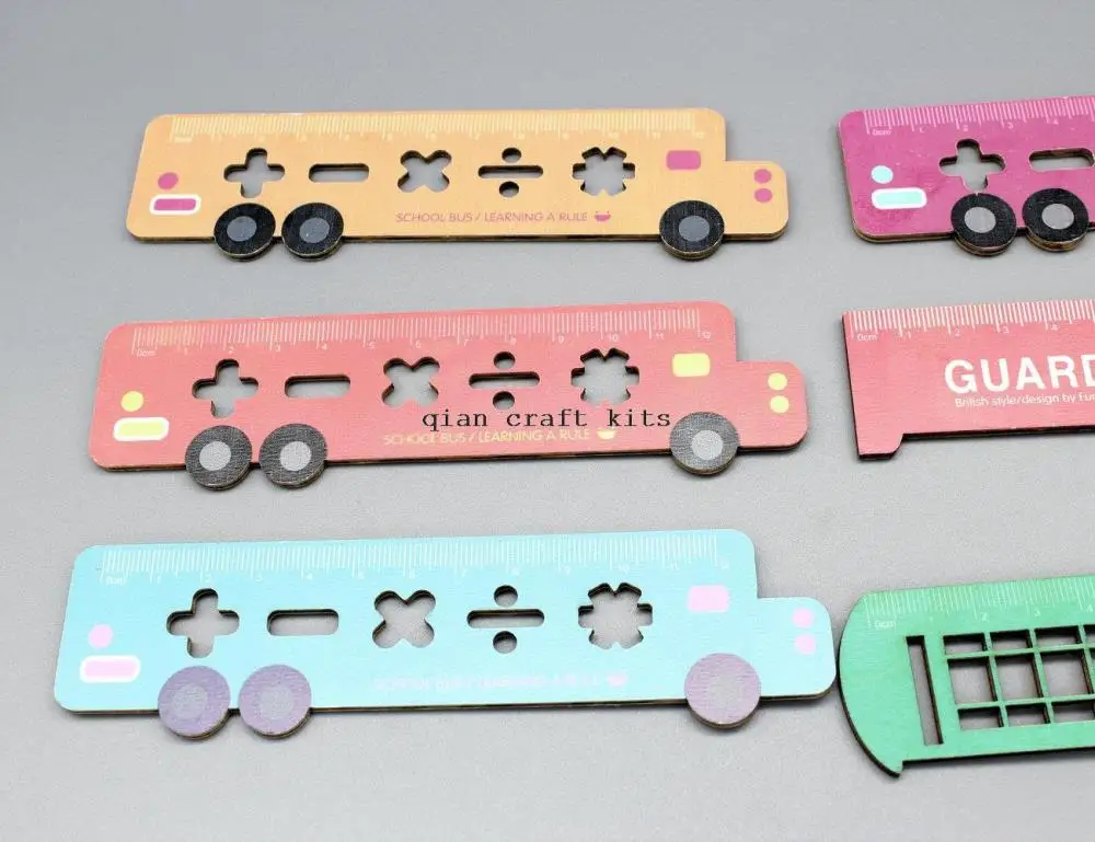 

25pcs Ruler - Wood Ruler - Zakka Wood Ruler Borders - Scrapbooking, Altered Art - Prima Wood Icons school bus etc. D25