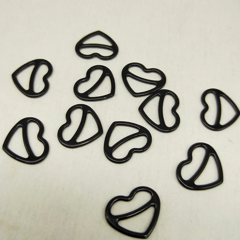 Heart shape Bra material PP metal bra strap hooks Nylon Coated Lingerie 12 mm 12 pcs/lot