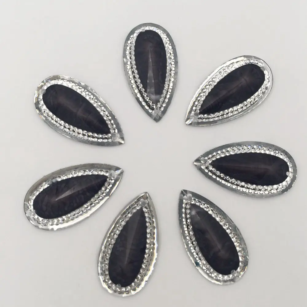 Hot 20PCS  resin 16mm*30mm crack teardrop  flatback rhinestone wedding diy 2 Hole  buttons Ornaments crafts SK07*2