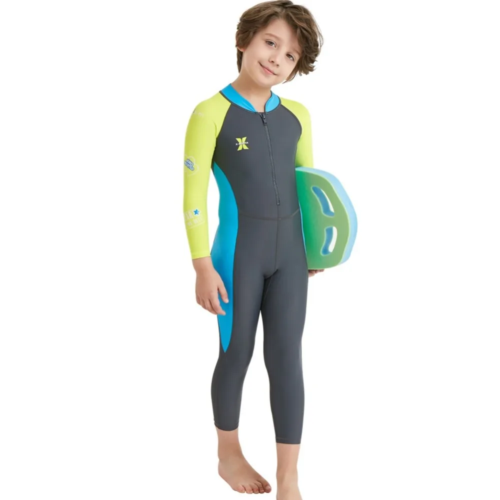 One-Piece Kids Diving Suit Swimsuit with Sleeves Child Full Body Wetsuit Keep Warm Long Sleeve UV Protection Swimwear Surfing