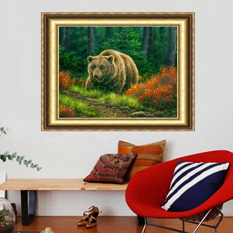 New Arrival Needlework Diiy Diamond Painting Cross Stitch Emboridery Modern Fashion Home Decor Grizzly Bear Wedding Decoration