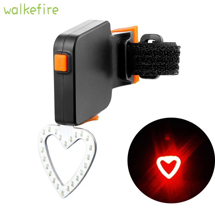 Walkfire Heart Shape Bicycle Tail Light Bike LED Lamp MTB Cycling Safety Warning Seatpost Rear Light Sports Bicycle Accessories