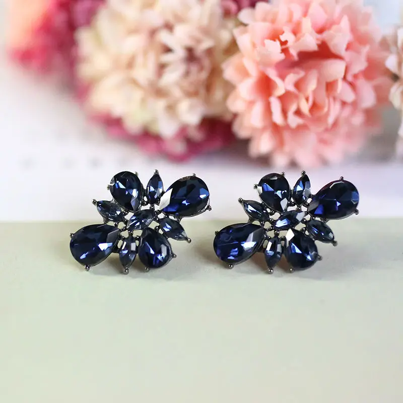 VEYO Stud Earrings for Women Round Crystal Earring New Geometric Trendy Jewelry Wholesale