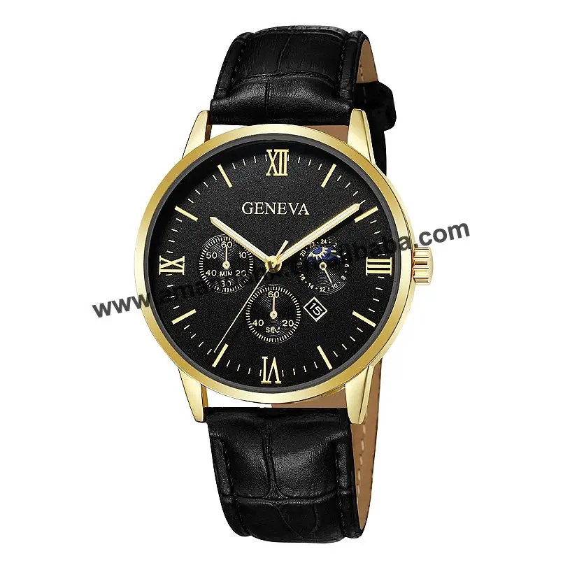

Wholesale Geneva Leather Watch Western Style Woman Man Sport Wristwatch Hot Sale Women Dress Quartz Leather Watches 670